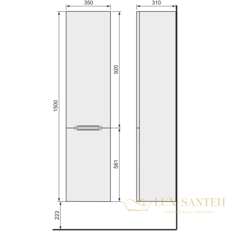 пенал jorno modul mol.04.150/p/w r подвесной, белый