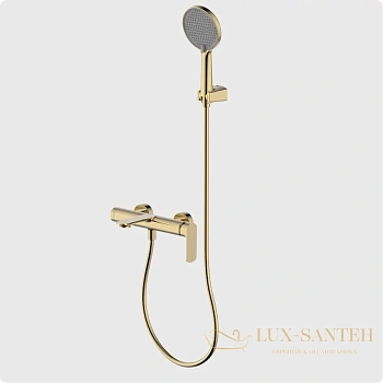 смеситель для ванны aquame monza aqm6312bg, с душевым набором, золото брашированное