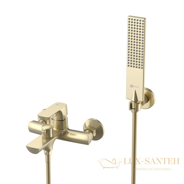 смеситель для ванны lemark ursus lm7214bg, с душевым набором, золото шлифованное
