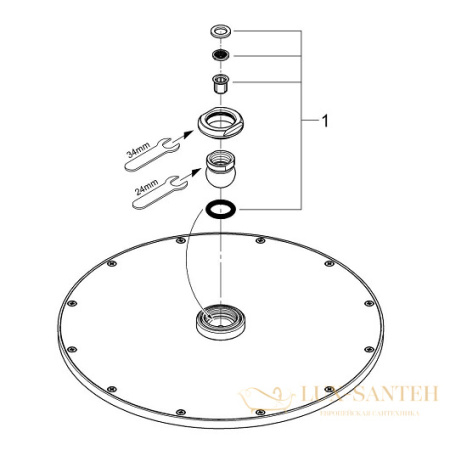 верхний душ grohe rainshower cosmopolitan 310 27477000, хром