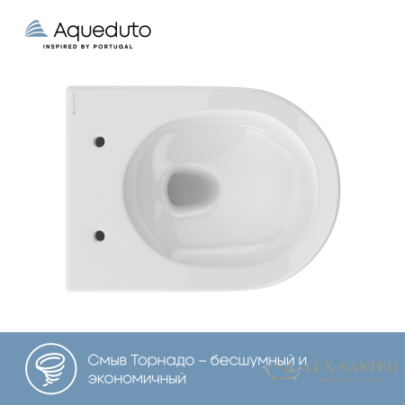 унитаз подвесной aqueduto ovo, ovot0110, 480*360 безободковый, tornado, сиденье с микролифтом, белый глянцевый