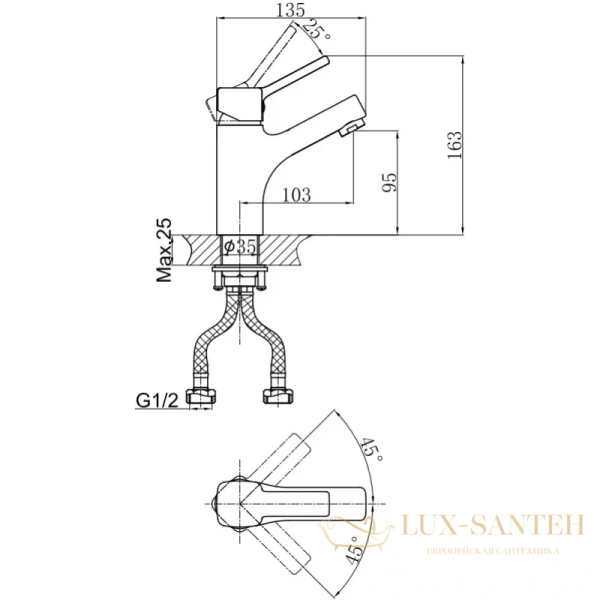 смеситель для раковины d&k rhein.dusseldorf da1492101, хром