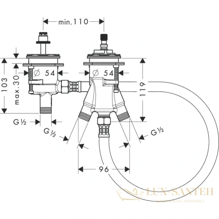 скрытая часть термостата hansgrohe 13550180