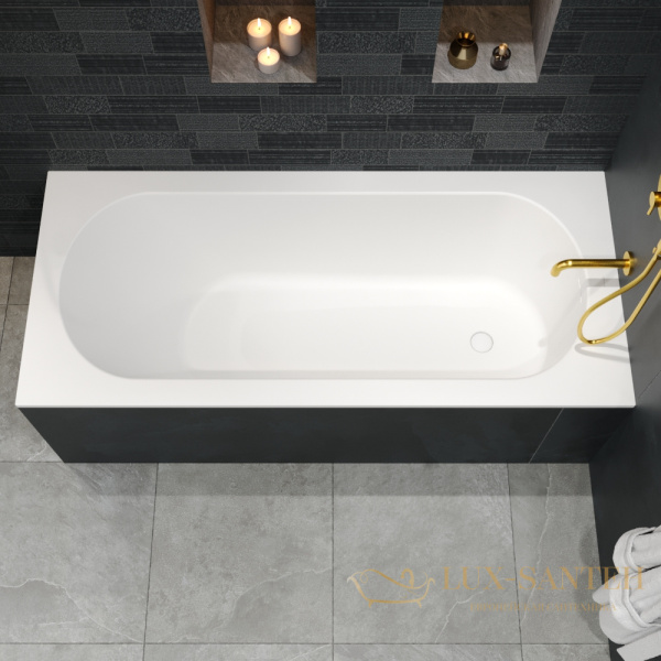 ванна whitecross gin 0217.175080.200, 175x80x60h, искуственный камень, белый матовый