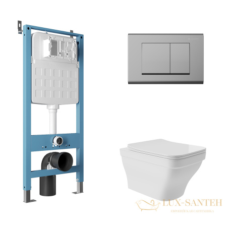 комплект aqueduto aqds166, инсталляция tecnica novo, панель смыва quadrado, хром, унитаз esteta, сиденье микролифт, белый