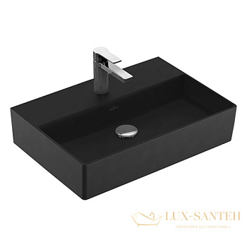 раковина подвесная villeroy&boch memento 2.0, 4a225lr7, 50х42 см, pure black ceramicplus, черный матовый
