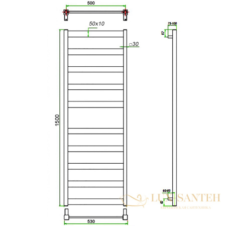 полотенцесушитель grota brezza 53/150, хром