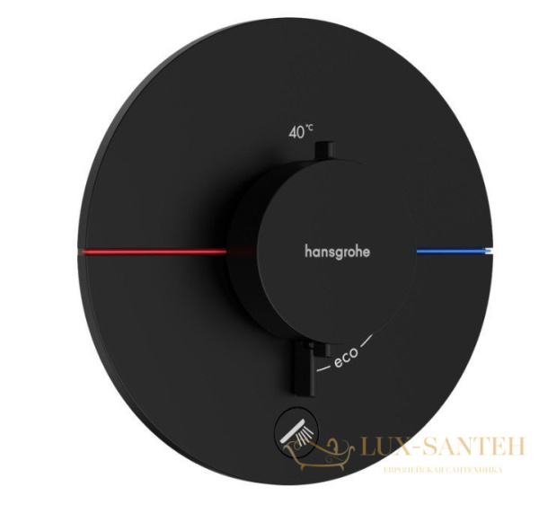 термостат для душа встраиваемый hansgrohe showerselect comfort s, 15562670, 1 выход + 1 дополнительная розетка, черный матовый