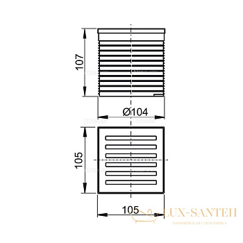 горловина сливного трапа alcaplast, решетка 105 × 105 apv0700 латунь-хром apv0700
