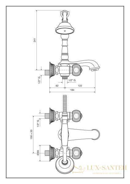 смеситель с ручным душем emmevi the one 98011/or для ванны, металлические ручки, золото