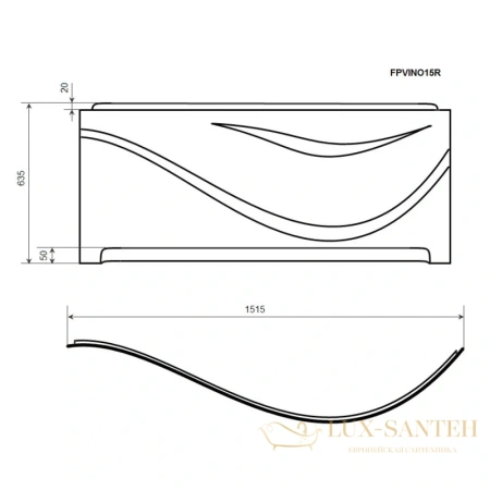 панель фронтальная timo vino fpvino15r 150 см, белый