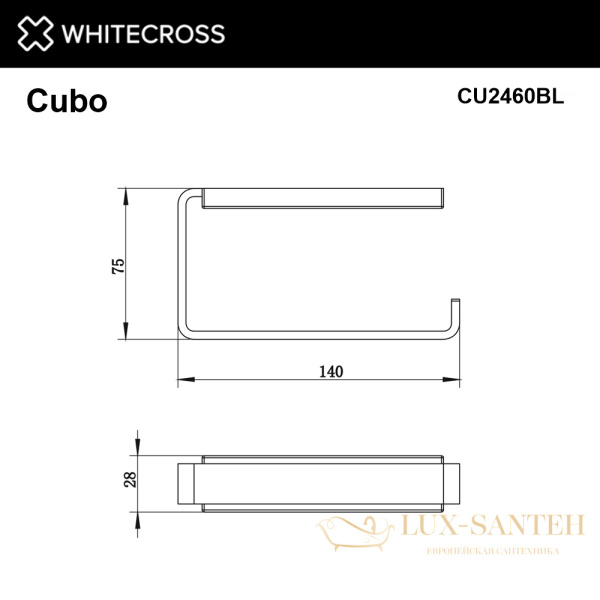 держатель туалетной бумаги whitecross cubo cu2460bl, черный мат