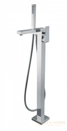 смеситель напольный fiore kube 100bb8554 для ванны с ручным душем, белый матовый