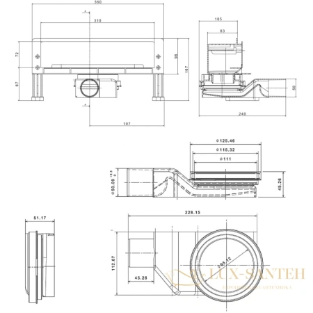 душевой канал bettoserb confluo premium wall drain 13100060, матовый хром
