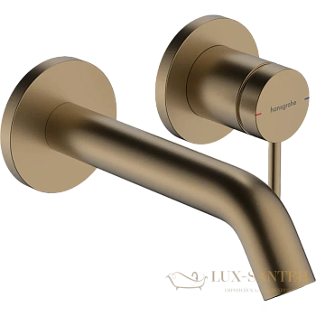 смеситель для раковины встраиваемый с выпуском hansgrohe tecturis s coolstart ecosmart 73350140, бронза шлифованная