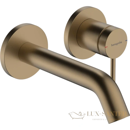 смеситель для раковины встраиваемый с выпуском hansgrohe tecturis s coolstart ecosmart 73350140, бронза шлифованная