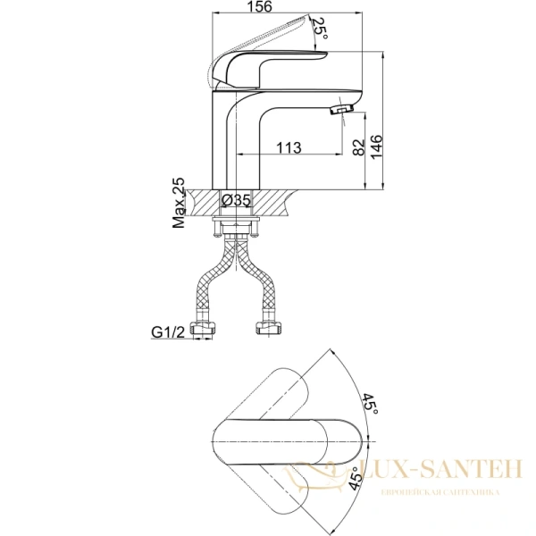 смеситель для раковины d&k venice.gondola da1022101, хром