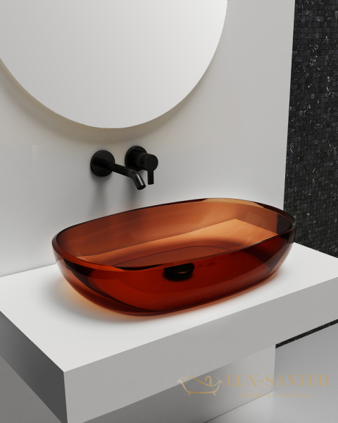 раковина накладная прозрачная abber kristall at2805opal, 60х40 см, коричневый