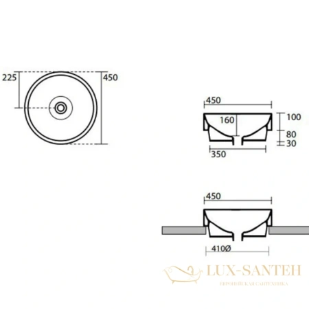 раковина kerasan cento 355701 45х45 см, белый