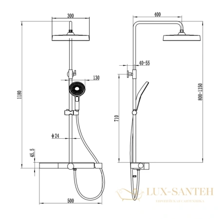 душевая система для ванны aquame aqm8010w, белый