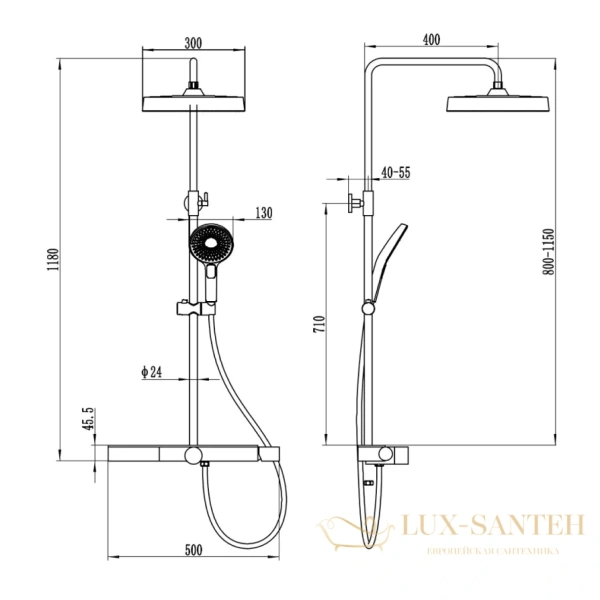 душевая система для ванны aquame aqm8010b, черный матовый
