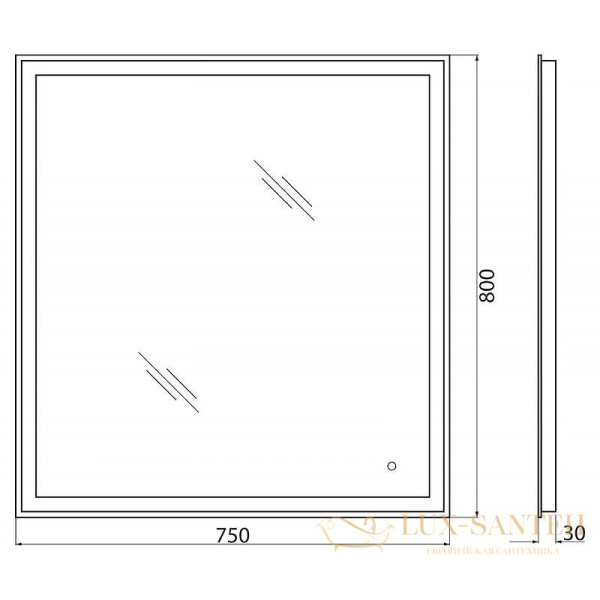 зеркало belbagno spc spc-grt-750-800-led-tch с подсветкой, с сенсорным выключателем