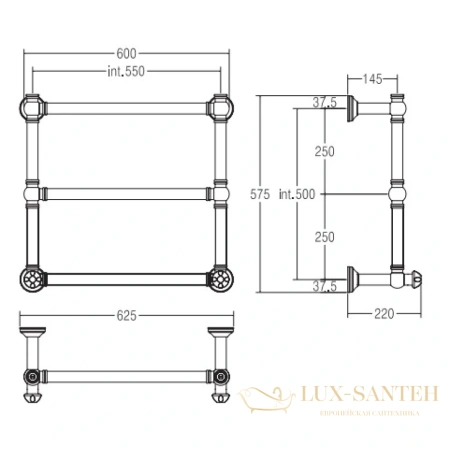 полотенцесушитель водяной margaroli armonia 9-442/3 94425503crn, высота 58 см, ширина 61.5 см, хром