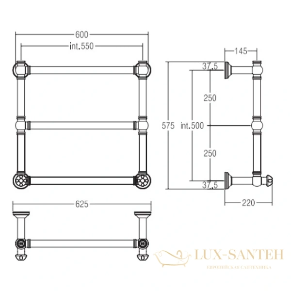 полотенцесушитель водяной margaroli armonia 9-442/3 94425503crn, высота 58 см, ширина 61.5 см, хром