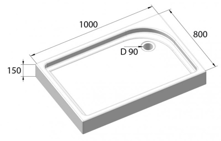 акриловый поддон для душа belbagno tray tray-bb-ah-100/80-15-w-r r 100x80x15 r с антискользящим покрытием, белый