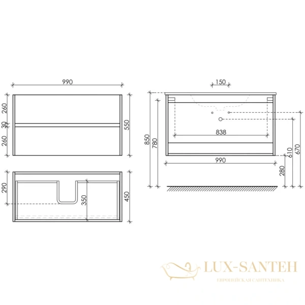 тумба sancos urban ur100w 99 см, белый глянец