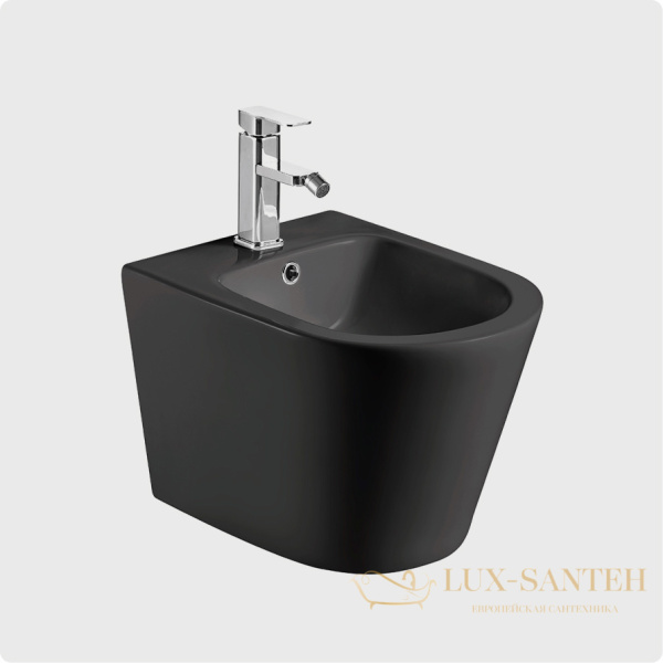 биде подвесное aquame aqm2101mb, с 1 отверстием под смеситель,черный матовый