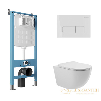 комплект aqueduto aqds112, инсталляция tecnica novo, панель смыва forma, белая, унитаз ovo, сиденье микролифт, белый