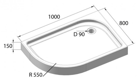 акриловый поддон для душа belbagno tray tray-bb-rh-100/80-550-15-w-r 100x80 r, белый