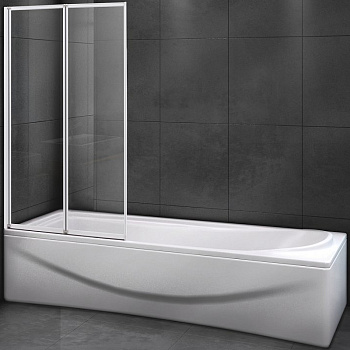 шторка на ванну cezares relax relax-v-2-80/140-c-bi 80 см профиль серый, стекло прозрачное