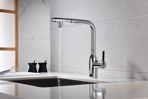 смеситель для кухни под фильтр с выдвижным изливом paulmark viper vi213105-cr, хром