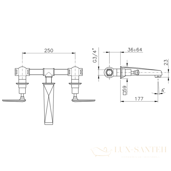 смеситель для раковины встраиваемый nicolazzi vincent, 1077cr28, хром