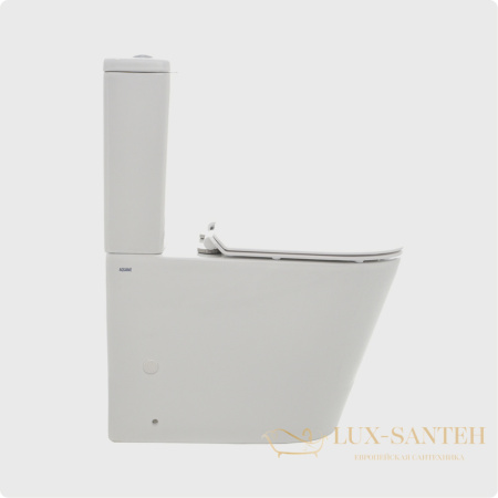 унитаз напольный безободковый aquame aqm1001, в комплекте c сиденьем softclose, горизонтальный выпуск, белый глянцевый