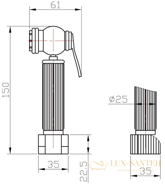 гигиенический душ zorg antic azr 3 lb br, бронза