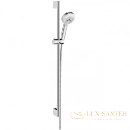 душевой набор hansgrohe crometta 100 26656400, multi со штангой 90 см, белый/хром
