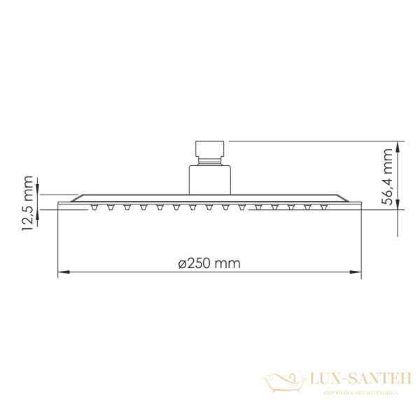душевая система встраиваемая для душа 250 мм wasserkraft asphe a7748.338.329.290.292.291 thermo, розовое золото 