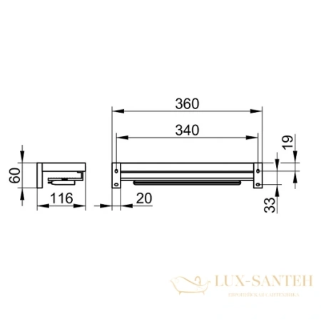 полка keuco edition 90 19159010000 для душа, со стеклоочистителем
