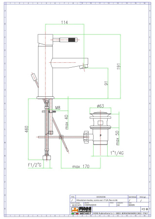 смеситель fiore xenon 44cr5271 для раковины с донным клапаном, хром