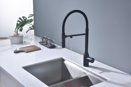 смеситель для кухни под фильтр с гибким изливом paulmark magneto one ma213188-an, антрацит