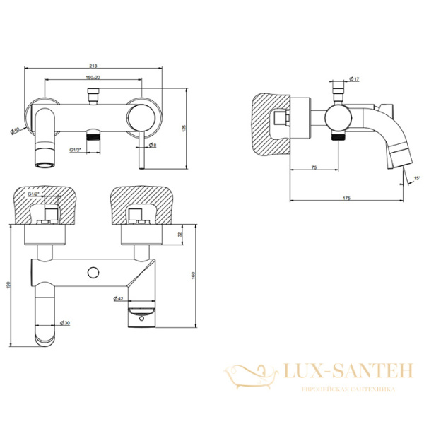 смеситель для ванны gessi emporio via tortona 18613.299, black xl