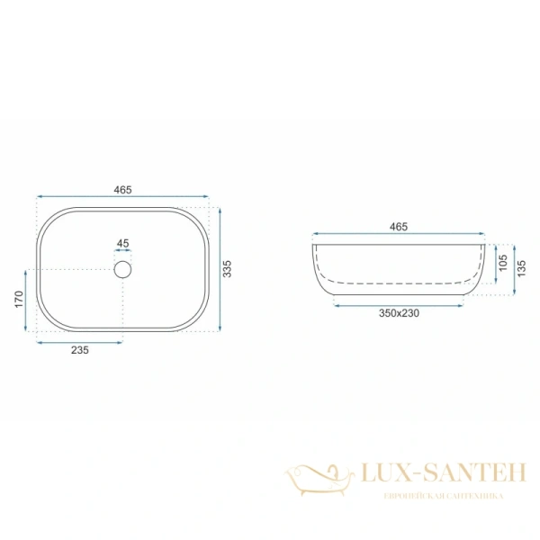 раковина rea livia rea-u3802 46,5х33,5 см, бежевый мрамор