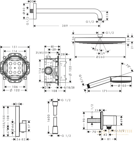 душевой шланг hansgrohe isiflex 160 см хром 28276880