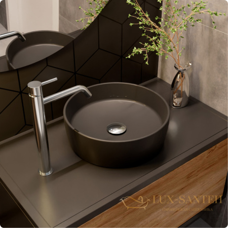 раковина накладная aquame aqm5012mdg, 355 мм, темно-серый матовый