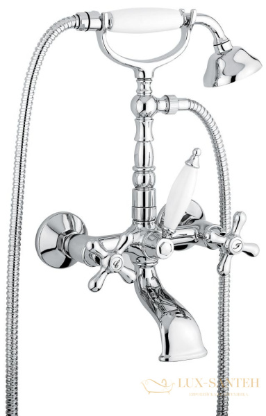 смеситель с ручным душем emmevi deco old 12611/bc для ванной, белый/хром