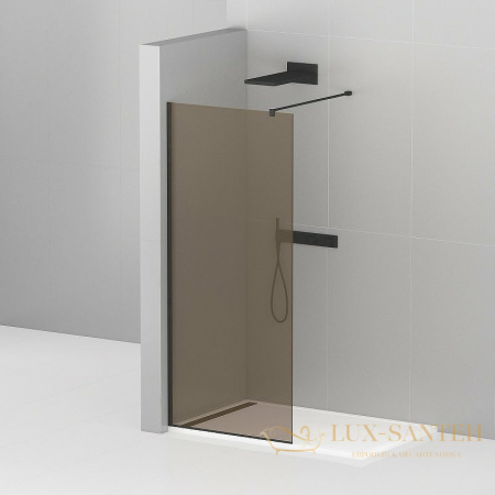 душевая перегородка cezares liberta liberta-l-1-90-120-br-nero 90 см профиль черный матовый, стекло бронзовое