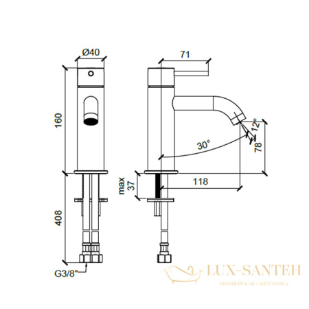смеситель для раковины almar mixers e214000.ab, без донного клапана, черный хром брашированный pvd